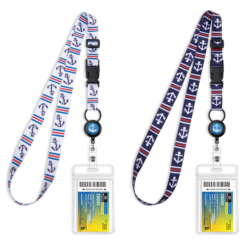 MNGARISTA Cruise Lanyards, Adjustable Lanyard with Retractable Reel, Waterproof ID Badge Holder for All Cruises Ships Key Cards, 2pack - Image 1
